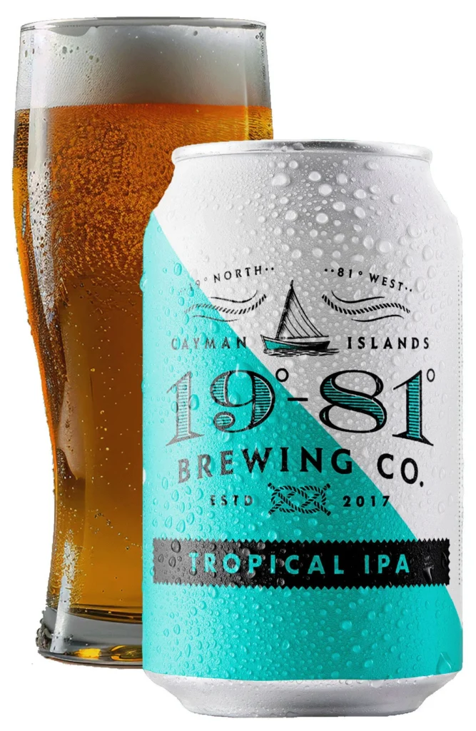 19-81 Brewing Co. Tropical IPA can and glass of beer.